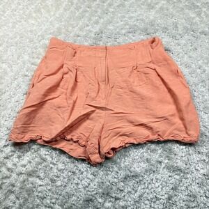 Ann Taylor Shorts Women's 8 Peach Linen Blend Ruffled High Waist Boho Festival
